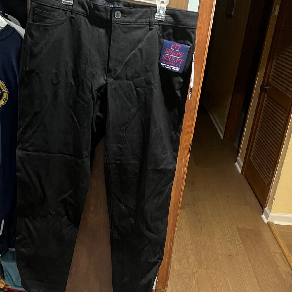 Chaps Black Trousers Straight-Leg Full Length